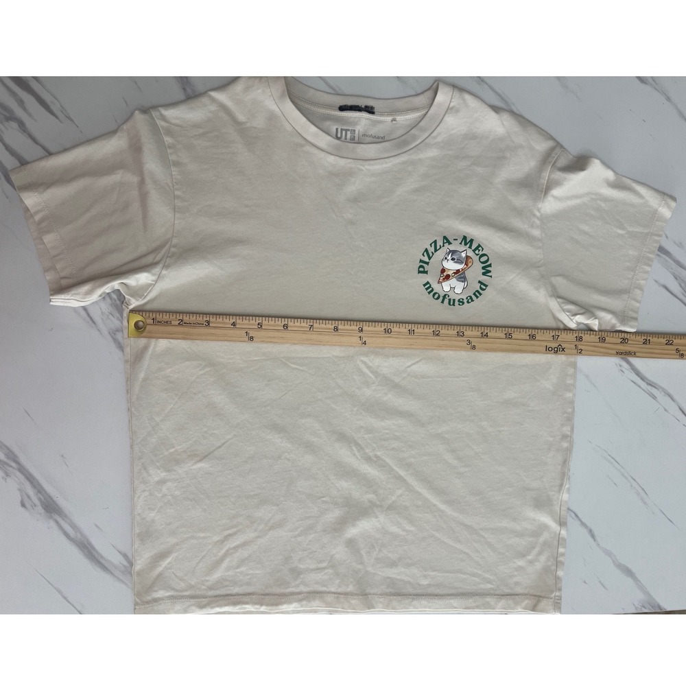 Uniqlo UT Mofusand Pizza-Meow Kids Graphic T-Shirt Cream Size 13 464488